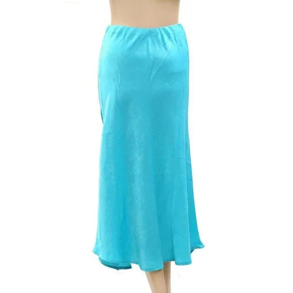 The Great Solid Midi Skirt Flared Pull-On Asymmetrical High Waisted XS